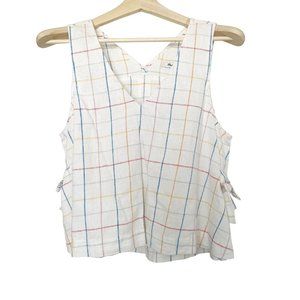 Madewell Womens Size Medium Side-Tie Tank Top Blouse Rainbow Windowpane New NWT